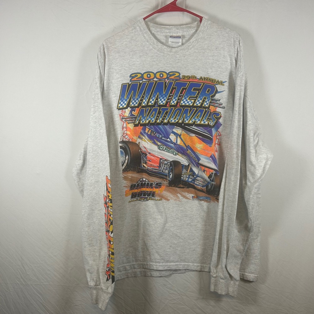 Vintage 2002 Winter Nationals Devils Bowl Speedway Racing Shirt Mens XL Hanes